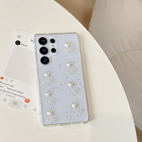 Coque de téléphone portable populaire en résine 3D avec motif ours, cœur, perle et nœud pour Samsung Galaxy S26 S25 S24 S23 Ultra A17 A37 A57 A56