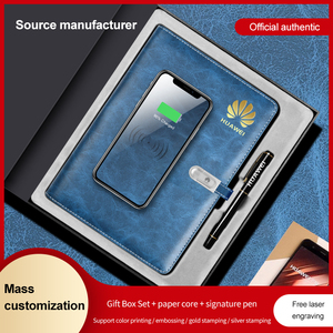 Cadeaux d'affaires personnalisés Carnet de notes Journal A5 Carnet de notes en cuir à stylo avec bloc-notes avec chargeur Logo personnalisé - Product Image 5