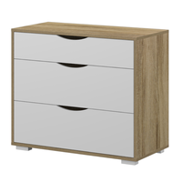 Chêne et blanc 6 tiroirs Double poitrine commode salon chambre vêtements tiroir assemblé commode rangement organisateur armoire