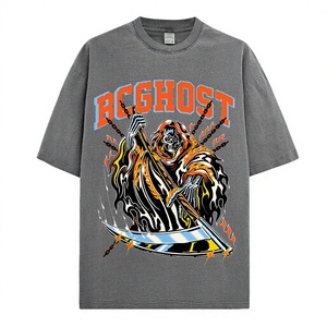 เสื้อยืดคอตตอน 100% สไตล์วินเทจแบบซักพิเศษสำหรับผู้ชาย ระบายอากาศได้ดี ทรงโอเวอร์ไซส์ สตรีทแวร์ - Product Image 6