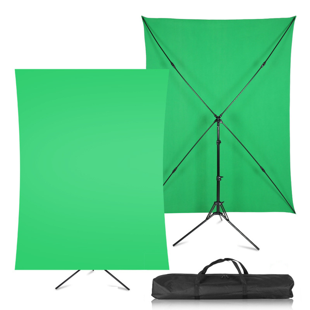 KAMPHO Portable Green Screen with X-Shaped Stand, Photography Greenscreen Background Kit for Streaming, Gaming, Zoom