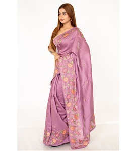 Sari en coton élégant avec broderie dorée riche et raffinée, tenue traditionnelle indienne haut de gamme pour les cérémonies de mariage - Product Image 3