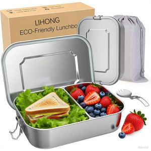 Boîte à lunch en acier inoxydable Conteneur de stockage alimentaire séparable Clip verrouillable Boîte à bento étanche Passe au micro-ondes Lave-vaisselle - Product Image 1