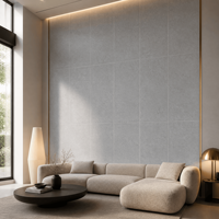 Dalles en pierre frittée gris moyen de 900x1800mm, épaisseur 9mm, pour projets de sols et murs de fond dans les salles à manger et les halls