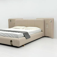 Lit capitonné de luxe moderne, taille king, avec option en cuir, tête de lit surdimensionnée, ensemble de meubles de chambre à coucher, taille personnalisée disponible pour villa