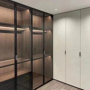 Armario Extensible de Madera Maciza Moderna Personalizado de Primera Calidad |   Puertas Corredizas con 5+ Cajones, Barras para Colgar, Estantes Modulares, Montaje en <span class=keywords><strong>Pared</strong></span> - Product Image 5
