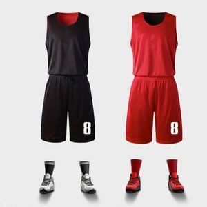 Breathable <b>Mesh</b> Printed Plus Size Anti-Bacterial Quick Dry Lightweight Reversible Basketball Jersey Uniform Set - Product Image 5