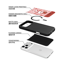 Coque de téléphone AG Feeling Black Edge avec motif Lapin Rouge Doré pour iPhone 17, 17 Pro Max, 16 Pro, 15, 15 Pro Max, 15 Pro, 14 Pro Max – Coque Magnétique