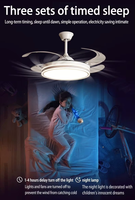 Ventilateur de lampe de plafond invisible rétractable de 36/42 pouces avec télécommande, ventilateurs de plafond avec anneaux lumineux à LED pour chambre à coucher