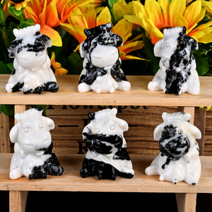 Esculturas de Animales de Piedra Natural Talladas en Cristal, Jaspes Zebra y Vacas Lecheras, para Decoración del Hogar, Venta al Por Mayor - Product Image 1