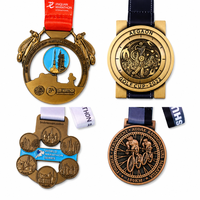Médaille personnalisée 3D OEM multicouche vintage pour marathon, médaille creuse de finisseur, récompense de défi cycliste avec ruban