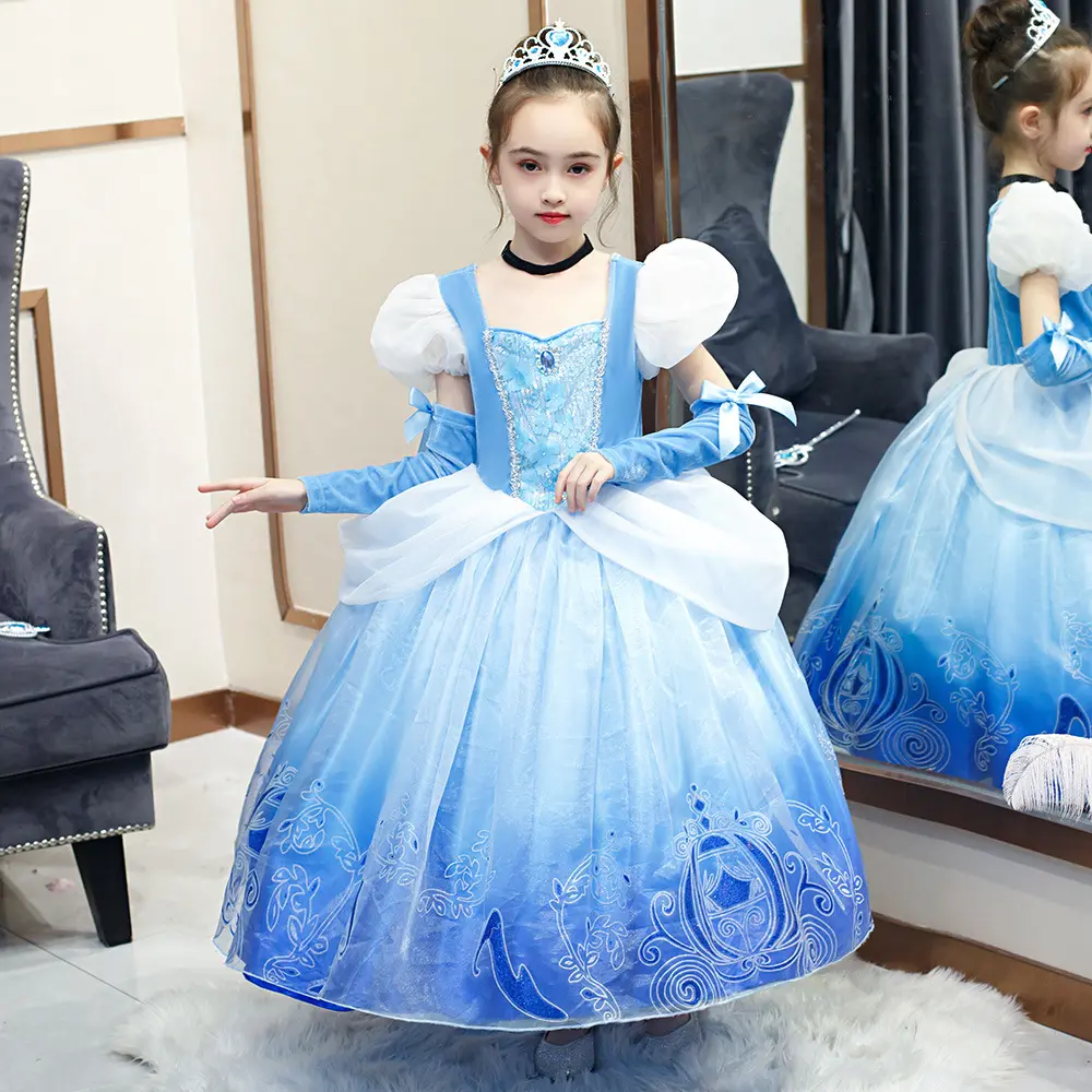 2021 New Girl Costume autunno Net Yarn Halloween Birthday Performance Princess Ball Gown BX8016 TV & Movie Costumes