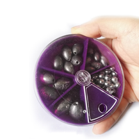 Boîte en plastique violet emballage plomb fendu tir olive plomb accessoire de matériel de pêche