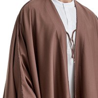 Nouveau style 2026 – Qamis/Bisht pour homme avec cordon de serrage et passepoil, vêtement arabe, manteau musulman, vêtements islamiques, style Ramadan, Aïd, saoudien, omanais