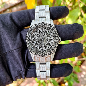 AMBER JEWELS Luxury Unisex Quartz <b>Watch</b> Gold Case 46mm Analog Dial Hollow Pattern Sapphire Crystal Folding Clasp CITIZEN - Product Image 1