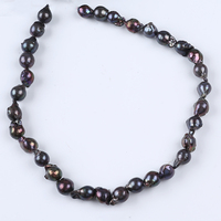 Perles d'eau douce naturelles baroques noires, vente en gros, 10-11mm
