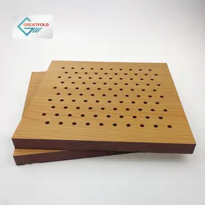 Holz sound absorption akustische panels Auditorium Halle Decke Akustische Wand Panels Perforierte Schalldichte Material