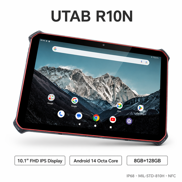 UTAB R10N 10.1 Inch FHD Android 14 Rugged Tablet IP68 MIL-STD-810H 8GB 128GB NFC 8000mAh 4G LTE