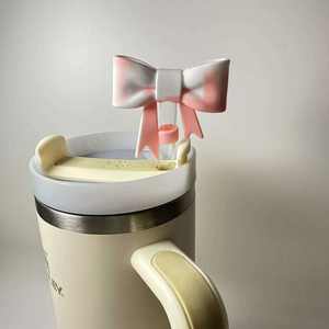 Luxe hoogwaardige 3D strik strikjes 10mm siliconen stof- en spatwaterdichte drinkaccessoires rietjes charme hoesjes stoppers toppers - Product Image 4