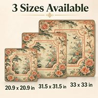 Tapis de Mahjong Vintage Corail Pivoine Oiseau pour Table, Motif Floral Jardin Chinoiserie, Tapis de Jeu Américain, Cadeau Premium pour Joueurs
