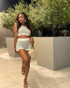 Vestiti estivi per le donne 2 pezzi da donna a maglia senza maniche e pantaloncini corti Set per le donne all'ingrosso - Product Image 5