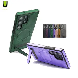 For Samsung S22 S23 S24 Ultra Phone Case High Quality PU Leather Phone Covers Holder Stand Designer Magnetic Leather Phone Case
