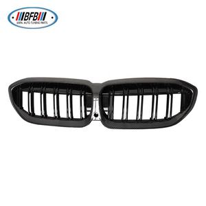 Parrilla delantera de fibra de carbono negra brillante, rejilla delantera de doble línea para <span class=keywords><strong>BMW</strong></span> G20 G21 <span class=keywords><strong>330i</strong></span> M340i 2019 2020 <span class=keywords><strong>2021</strong></span> - Product Image 2