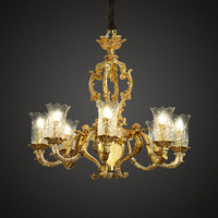 Slobby Meubles Finition Lampara Lustre Or ou Dewax Cuivre LED Verre 19ème Siècle Louis De Luxe OEM ODM Service 90 Moderne