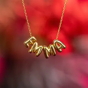 A-Z de bijoux en acier inoxydable plaqué or 18 carats personnalisé collier de 26 lettres initiales collier de lettres bulles collier de nom personnalisé