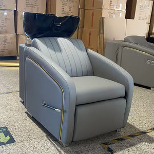 Sillón de Lavado para Barbería, Mueble de Lujo con Lavabo de Cerámica Negra, Reclinable, para Spa Capilar - Product Image 3