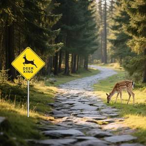 Tanda lalu lintas reflektif aluminium kustom-peringatan keamanan di jalan-melambat dan berhati-hati terhadap hewan liar - Product Image 6