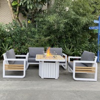 Cheminée extérieure/table de foyer en bois de teck carré de 36 pouces.
