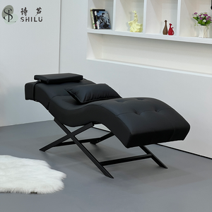Cama de Masaje Facial Curva con Base Eléctrica Ajustable en Altura, de Cuero Negro, para Salón de Belleza Moderno, Hotel de Lujo, Fábrica ShiLu - Product Image 3