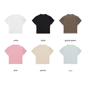 Maglietta OEM 260gsm con Collo Alto Elasticizzato per Donna, Design Personalizzabile Gratuito, Manica Corta, Strato Base per Ragazze Alla Moda - Product Image 2