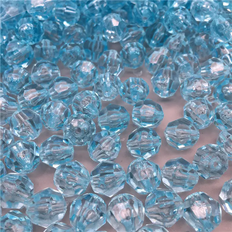Hongzhi Whosale 8mm 10mm 12mm 14mm Beautiful 32 Faceted Acrylic Beads Transparent Loose Plastic Beads For DIY Jewelry Making