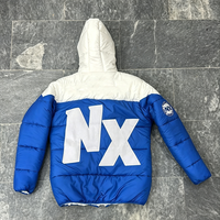 Blouson matelassé à capuche pour homme, color block, avec logo patch, fermeture éclair, manteau d'hiver streetwear, chaud et rembourré