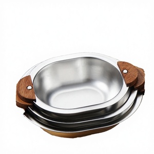 Kid <b>Cute</b> Polished 304 Stainless Steel Durable Mixing Bowl with Wooden Handle for Party Fruit Salad Soup Rice Noodle Ramen - Product Image 2