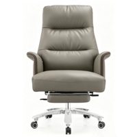 Chaise de bureau ergonomique kaki à dossier haut, pivotante et inclinable, avec repose-pieds