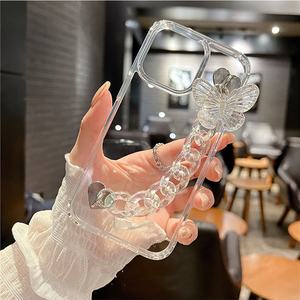 Étui de téléphone en métal transparent avec chaîne papillon, livraison gratuite pour iPhone 11 12 13 Pro Max, pour iPhone 13 Pro Max, étui de téléphone avec bracelet - Product Image 3