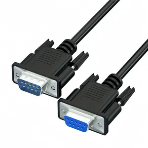 DB9电缆公母延伸直通DB 9引脚RS232串行零调制解调器电缆M/F兼容W/DTE设备计算机