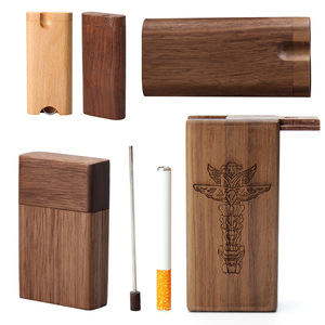 Wood Cigarette Case Black Walnut Wood Engraved Rectangular Handmade For Smoking Accessories - Product Image 1