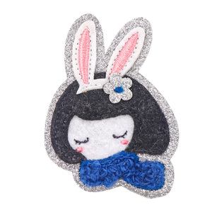 Pyjamas personnalisés pour femmes brodés <span class=keywords><strong>de</strong></span> lapins, robes décontractées avec des patchs variés d'animaux <span class=keywords><strong>de</strong></span> dessin animé pour enfants - Product Image 3