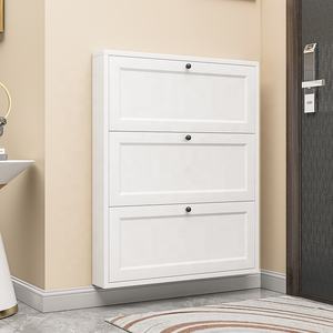 3つのフリップ引き出し付き靴収納キャビネット壁掛けオーガナイザー靴ラック玄関廊下リビングルームの寝室のスペースを節約 - Product Image 2