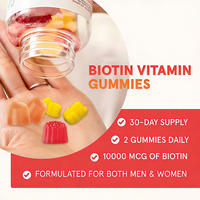Rosebest, fabricant chinois, formule personnalisée, saveur, forme et emballage sur mesure, gommes végétaliennes pour la croissance des cheveux avec 10000 mcg de biotine et vitamines C et E