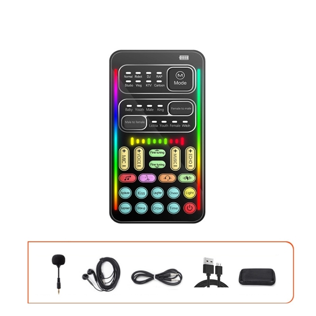 Wholesale I9 Set Voice Changer Device Game Live Broadcast Built-in Battery 8 Modes DSP Reverb Mobile Computer Sound Card