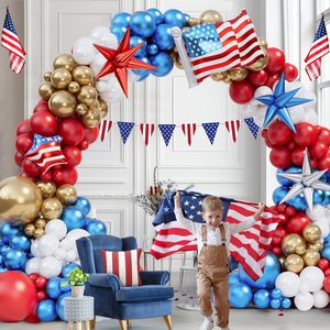 Cautiva a tus Invitados con la Encantadora Guirnalda de Globos Patrióticos que Resplandece de Libertad y Diversión, Ideal para una Fiesta del 4 de Julio Inolvidable - Product Image 4