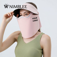 Masque facial de protection solaire infusé au collagène, ensemble 3-en-1, chapeau de soleil en nylon à motif uni, casquette de protection solaire extérieure de couleur unie
