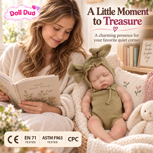 ตุ๊กตาซิลิโคน DollDuo ขนาด 18 นิ้ว รุ่น Reborn Baby Doll ท่าทางกำลังหลับ ชุดกระต่ายสีกากี งานเพ้นท์มือเหมือนจริง ของขวัญคริสต์มาสสำหรับเด็ก - Product Image 3