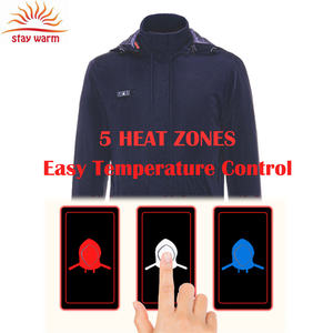 Cortavientos largo con capucha para hombre, abrigos cálidos con batería USB para exteriores - Product Image 3