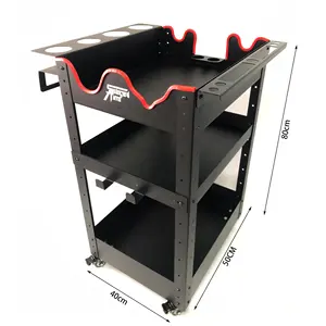 Selezionato Auto heavy duty car care garage rolling trolley 3 ripiani multiuso in acciaio dettagli Auto utility carrello in metallo con ruote